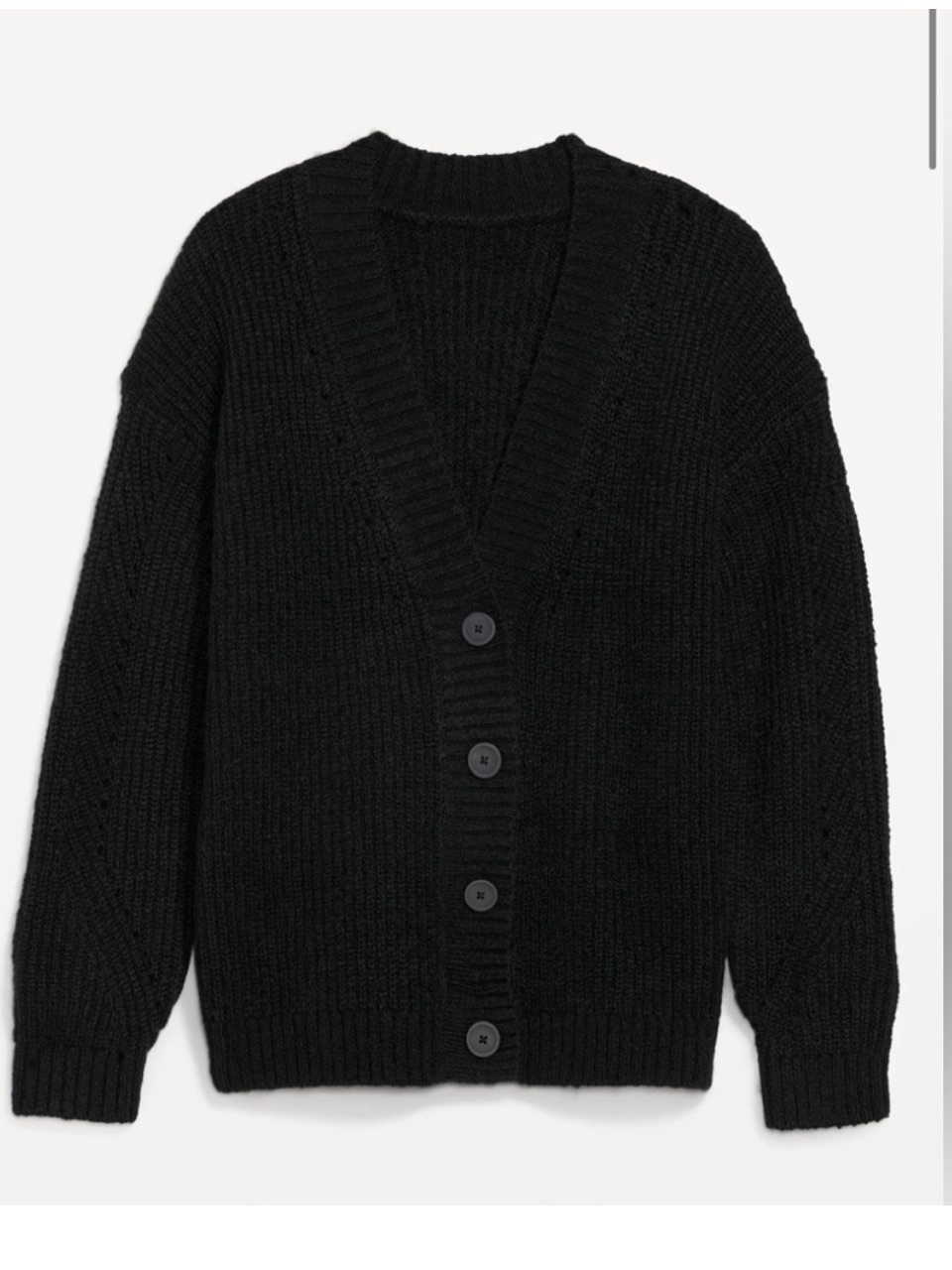 Old Navy Cozy Shaker Stitch Button Front Cardigan Sweater Black Jack 4x Nwt